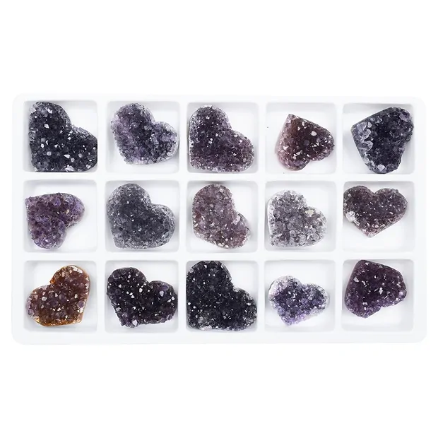 Herz Amethyst Druzy C, 3,5cm (15 St./VE) | GH Edelsteine, Heilsteine & Schmuck