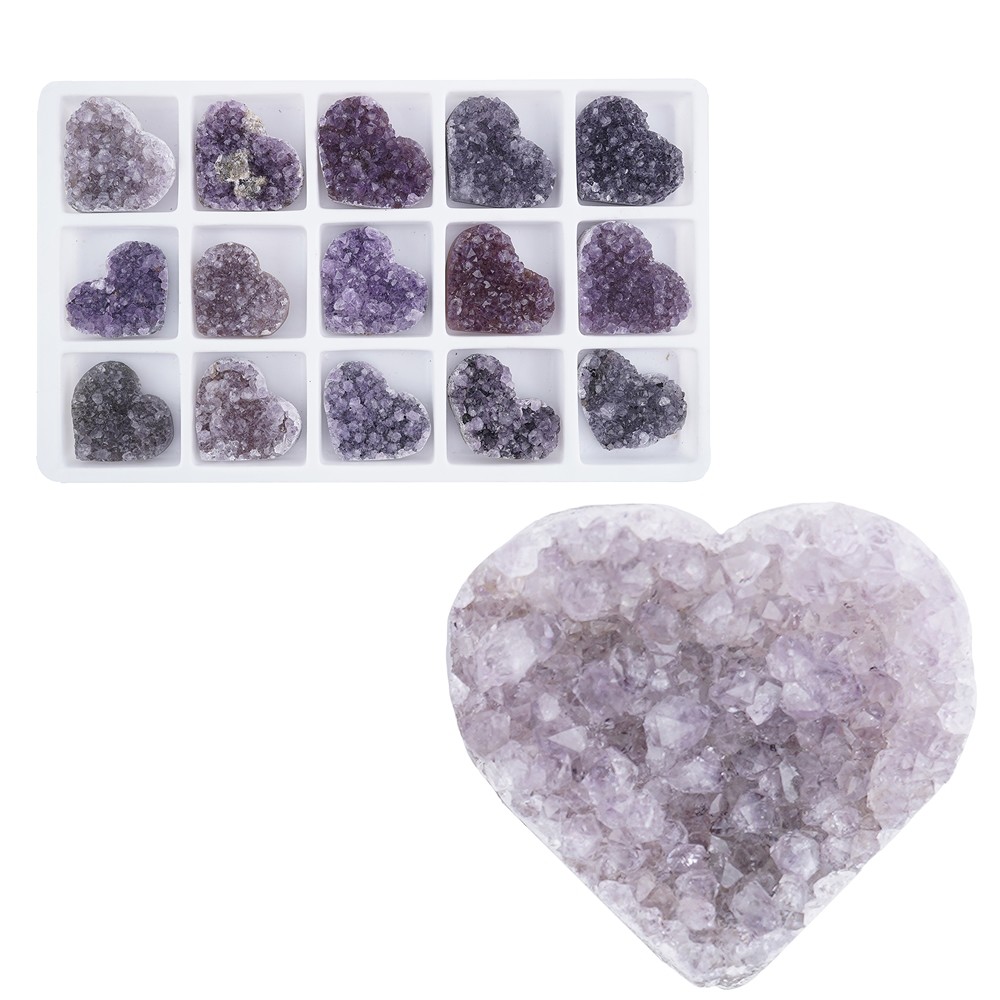 Heart Amethyst Druzy C, 3,5cm (15 pcs./ PU) | wholesaler gems & healing stones