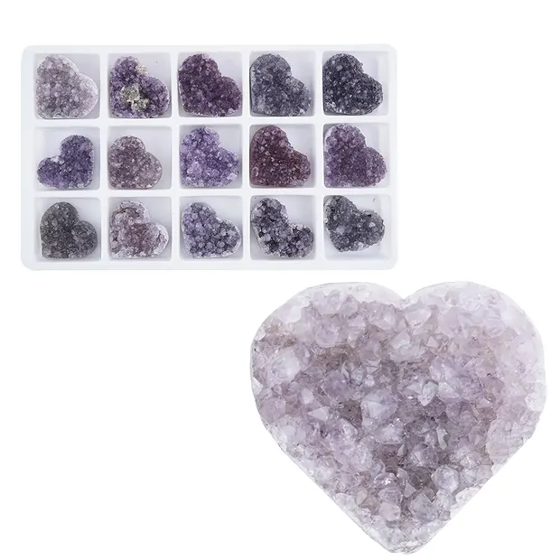 Cuore Ametista Druzy C, 3,5 cm (15 pz./ UC) | grossista gemme e pietre curative