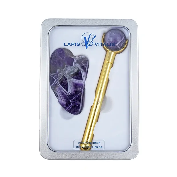 Chi-Massageroller mit Gua Sha Amethyst | Edelsteine, Heilsteine & Schmuck-Handel