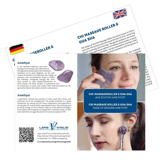 Chi Massage Roller with Gua Sha Amethyst | wholesaler gems & healing stones