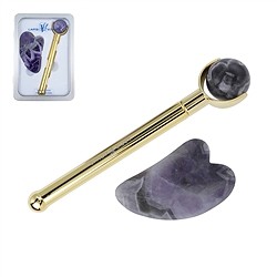 0501212056 Rullo per massaggio Chi con Gua Sha Ametista | grossista gemme e pietre curative