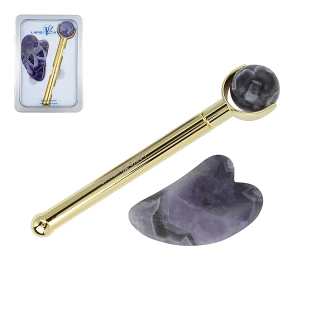 Chi-Massageroller mit Gua Sha Amethyst | Edelsteine, Heilsteine & Schmuck-Handel