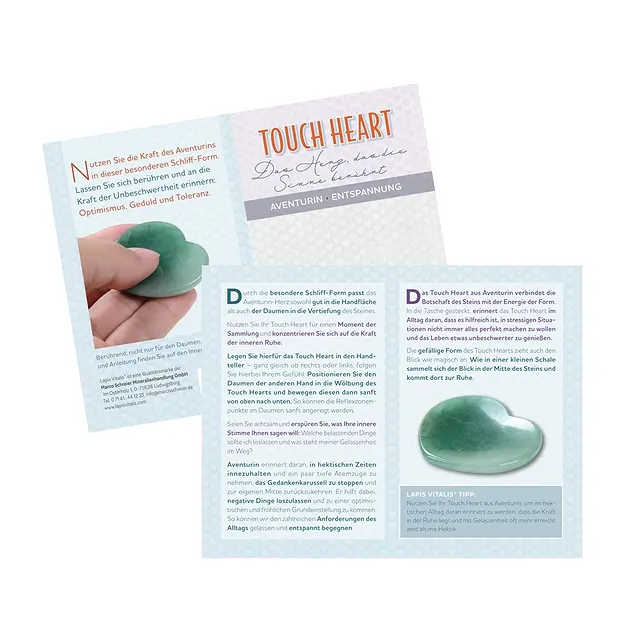 Touch Heart Aventurine with insert in pouch | wholesaler gems & healing stones