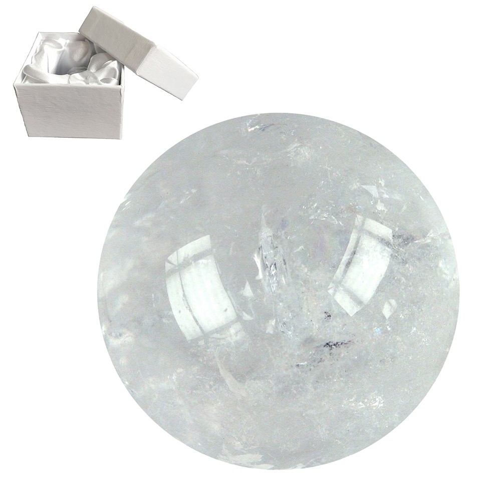 Boule de massage Cristal de roche, 4,0cm, dans une boîte cadeau | Marco Schreier