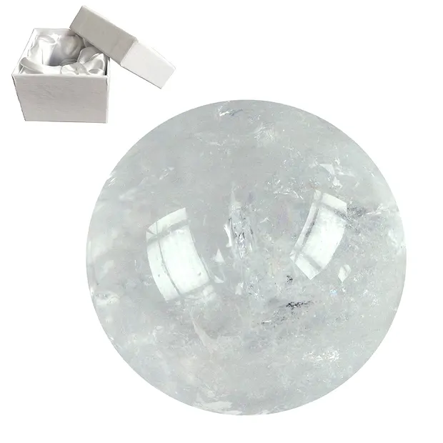 Massage ball Rock Crystal, 4.0cm, in gift box | wholesaler gems & healing stones
