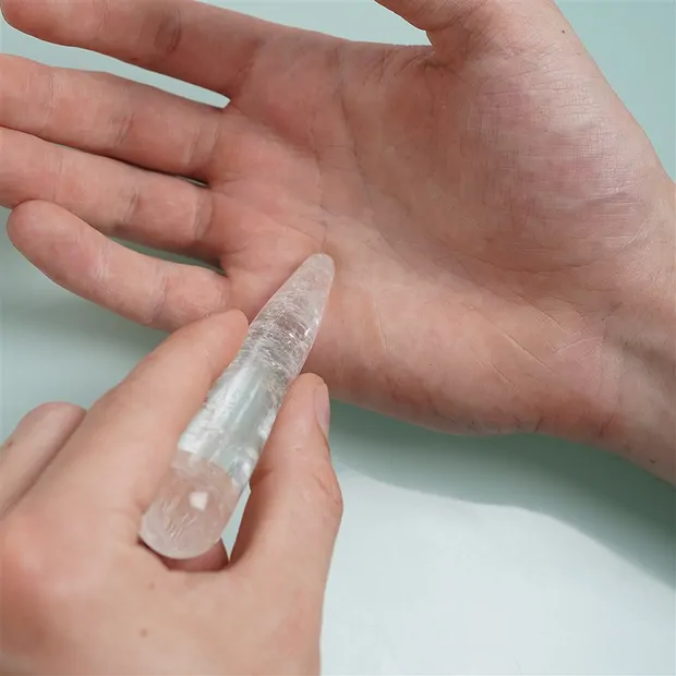 Massage stylus Rock Crystal thick, in bag | wholesaler gems & healing stones