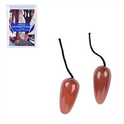 0504318002 Ear olives carnelian (heated), with info sheet, in pouch | Marco Schreier