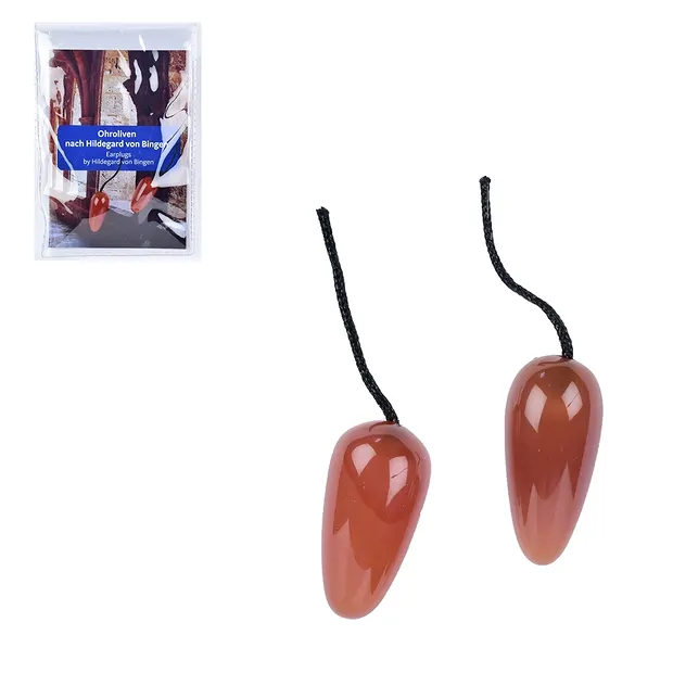 Ear olives carnelian (heated), with info sheet, in pouch | Marco Schreier