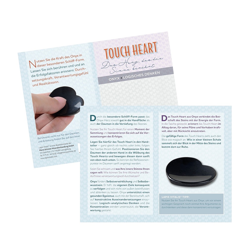 Touch Heart Onyx with insert in pouch | wholesale gems, healing stones & jewelry