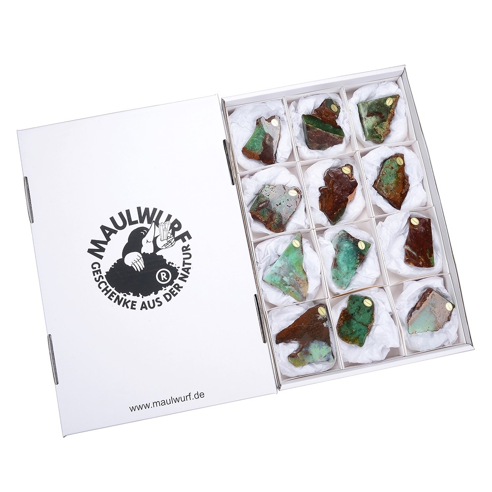 One side polished pieces Chrysoprase, 06 - 09cm (12 pcs./ PU) | Marco Schreier