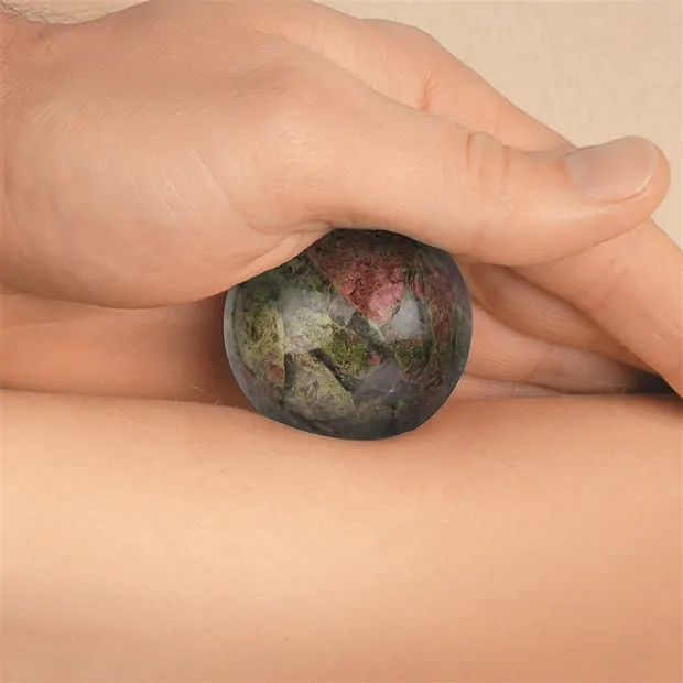 Boule de massage Unakite, 4,0cm, en boîte cadeau | Marco Schreier