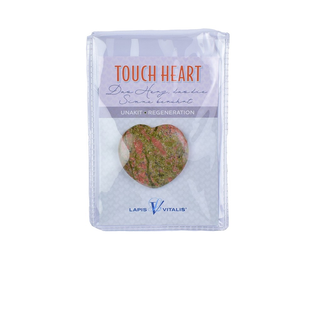 Touch Heart Unakite with insert in pouch | wholesaler gems & healing stones
