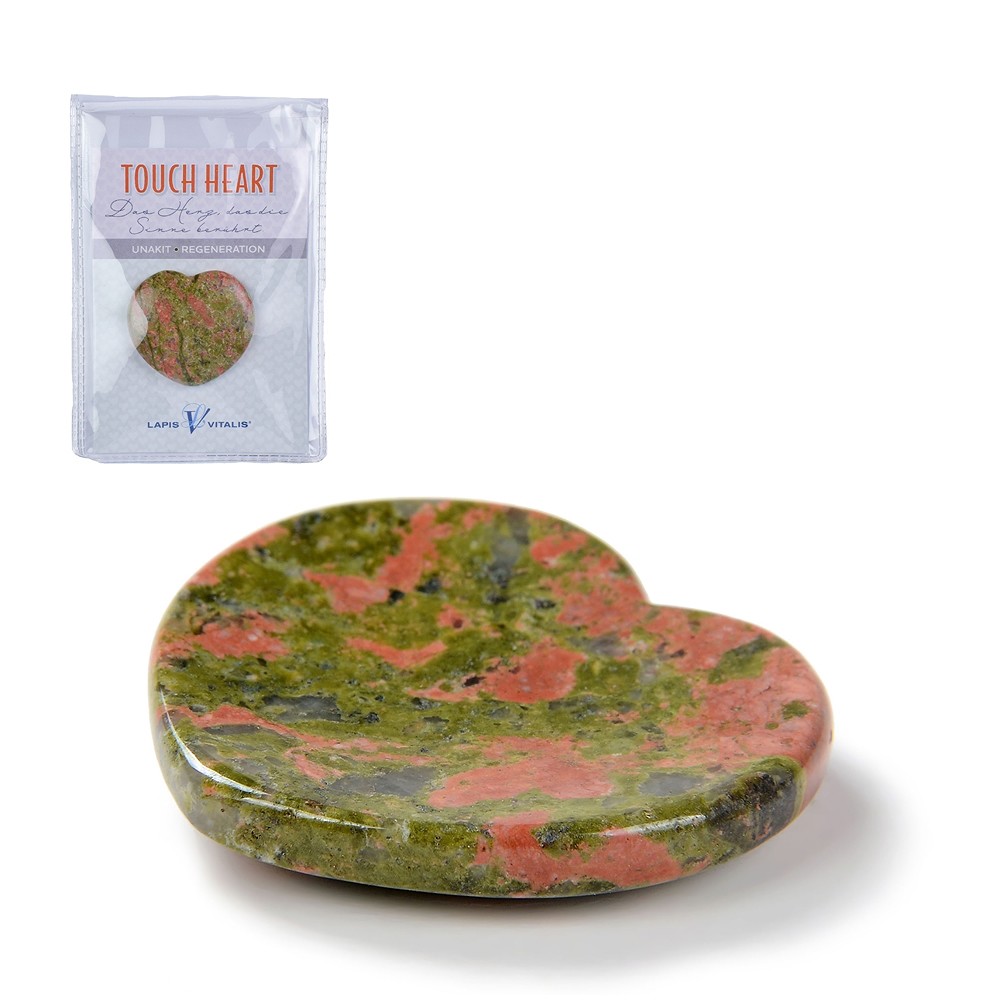 Touch Heart Unakite with insert in pouch | wholesaler gems & healing stones