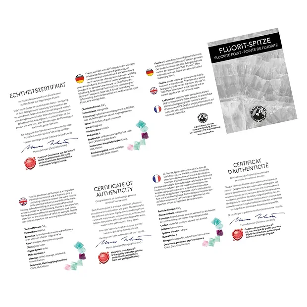 Point fluorite, 4.0cm, with insert in pouch | wholesaler gems & healing stones