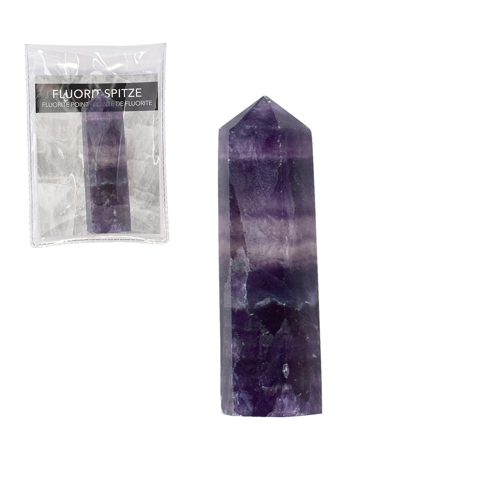 Point fluorite, 6.0cm, with insert in pouch | wholesaler gems & healing stones