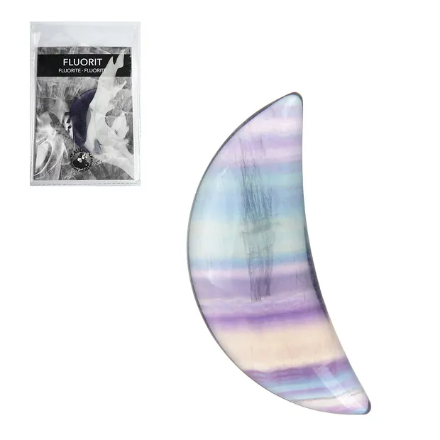 Moon, fluorite, 5.0cm, with insert in pouch | wholesaler gems & healing stones