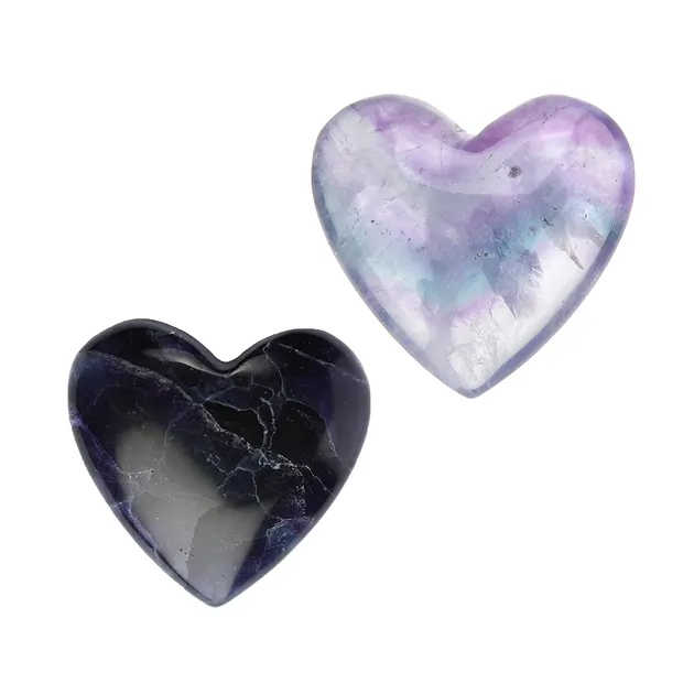 Heart, fluorite, 4.0cm, with insert in pouch | wholesaler gems & healing stones
