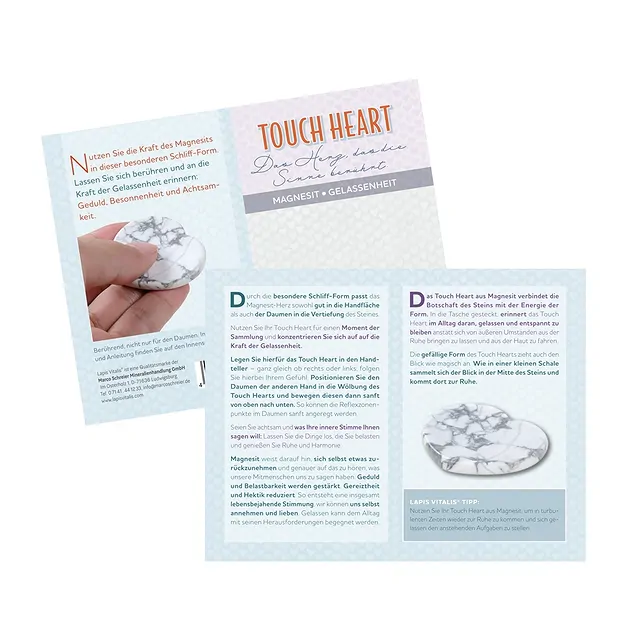 Touch Heart Magnesit mit Beileger in Pouch | GH Edelsteine, Heilsteine & Schmuck