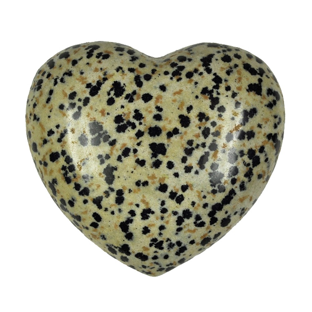 Heart puffy heart, Dalmatian Stone, 6,5cm | wholesaler gems & healing stones