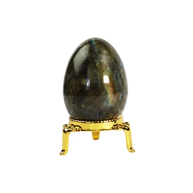 Uovo di labradorite, 5,0 cm, con scatola regalo e supporto | Marco Schreier