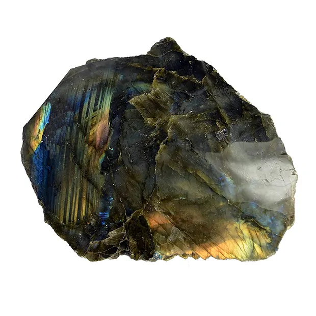 One side polished piece Labradorite semi-polished, 10 - 18cm | Marco Schreier