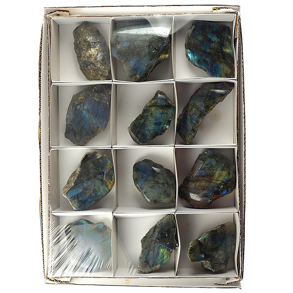 One side polished piece labradorite, 07 - 09cm (12 pcs./ PU) | Marco Schreier