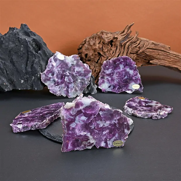 Lepidolite slabs, 7.0 - 8.0 cm (12 pcs/PU) | wholesaler gems & healing stones