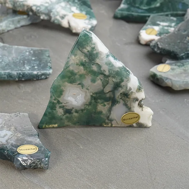 Slabs Moss Agate, 05 - 10cm (12 pcs./ PU) | wholesaler gems & healing stones