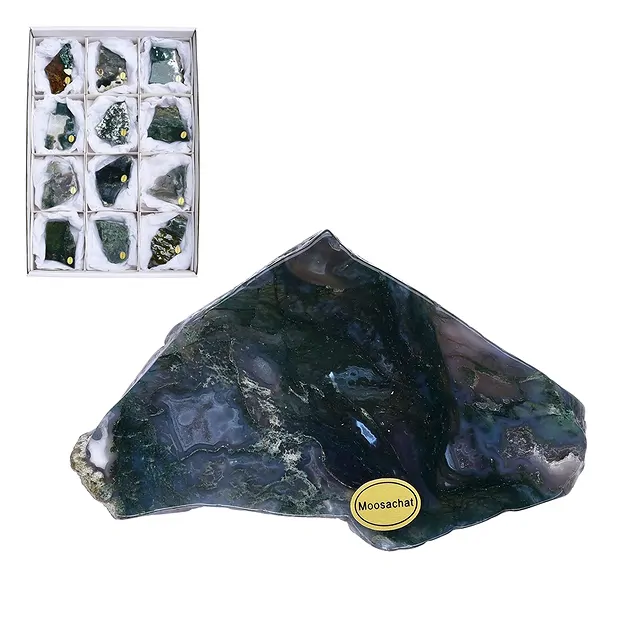 Slabs Moss Agate, 05 - 10cm (12 pcs./ PU) | wholesaler gems & healing stones