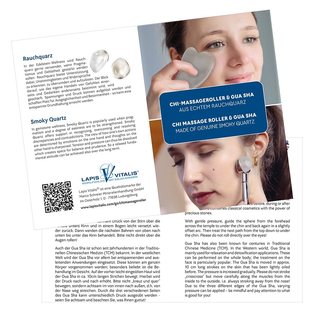 Chi Massage Roller with Gua Sha Smoky Quartz | wholesaler gems & healing stones