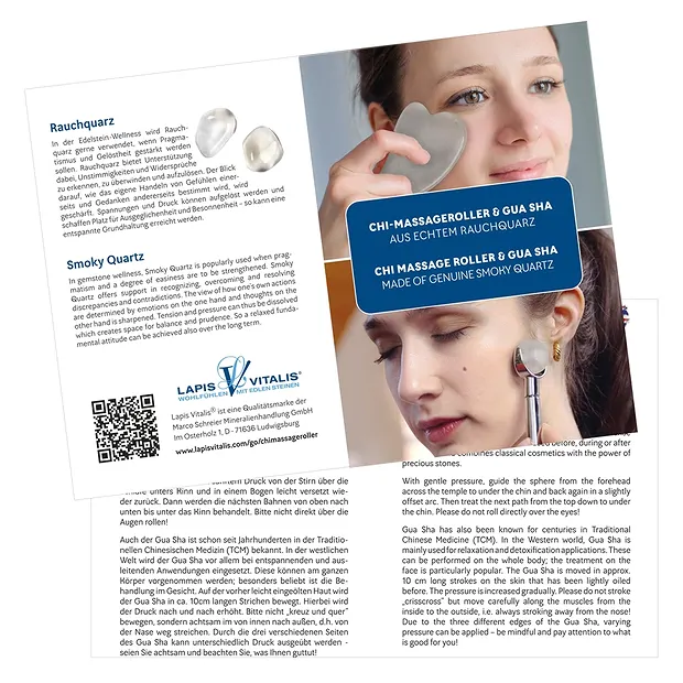 Chi-Massageroller mit Gua Sha Rauchquarz | GH Edelsteine, Heilsteine & Schmuck
