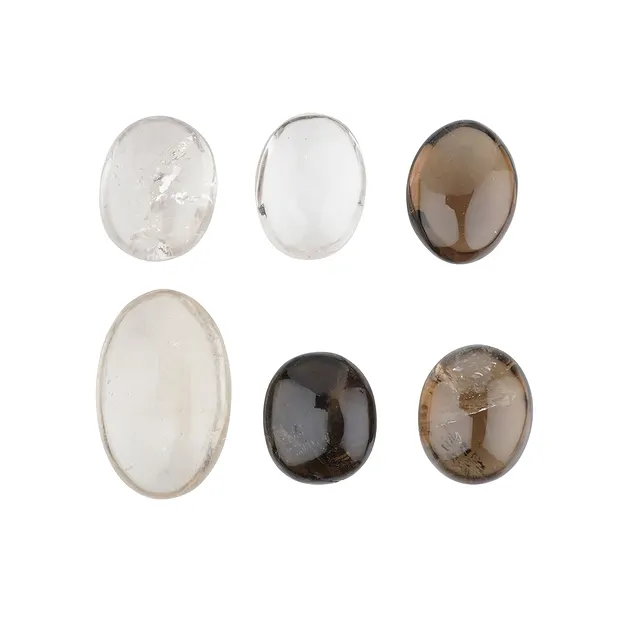 Linsenstein Rauchquarz (6 St./VE) | Großhändler Edelsteine, Heilsteine & Schmuck