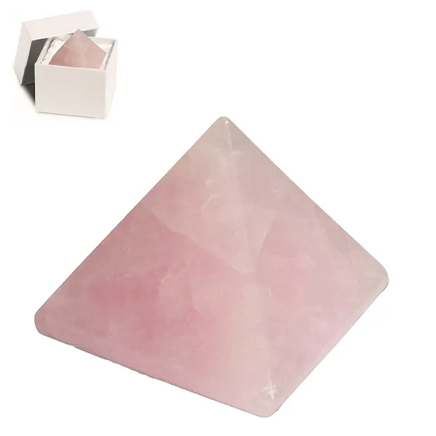 Pirámide de cuarzo rosa, 0,6 cm, caja de regalo | Marco Schreier