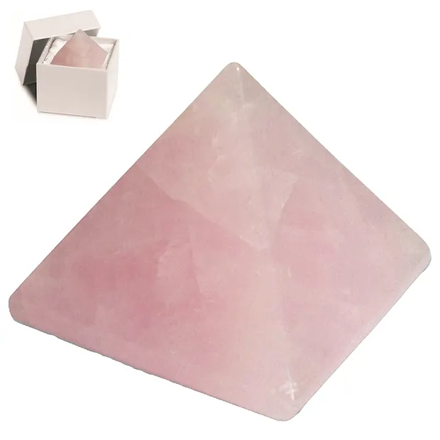 Pirámide de Cuarzo rosa en caja de regalo, 08cm | Marco Schreier