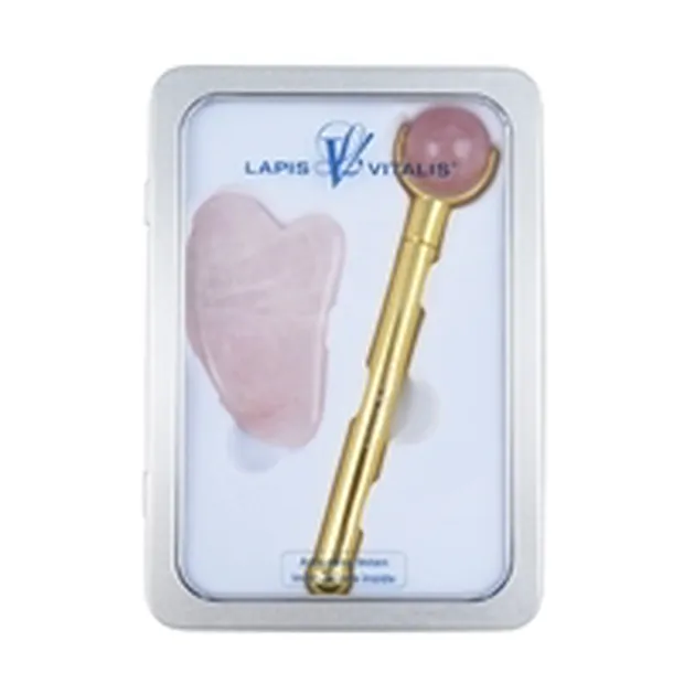 Chi Massage Roller with Gua Sha Rose Quartz | wholesaler gems & healing stones