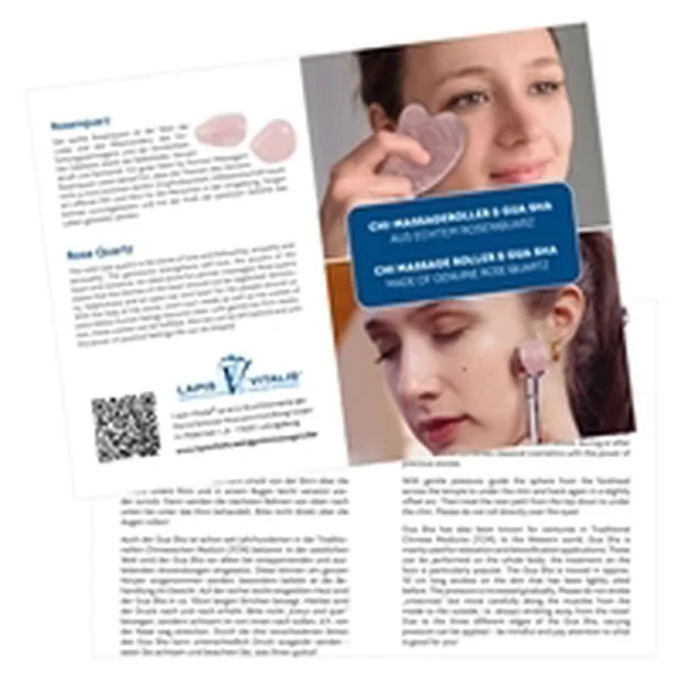 Chi-Massageroller mit Gua Sha Rosenquarz | GH Edelsteine, Heilsteine & Schmuck