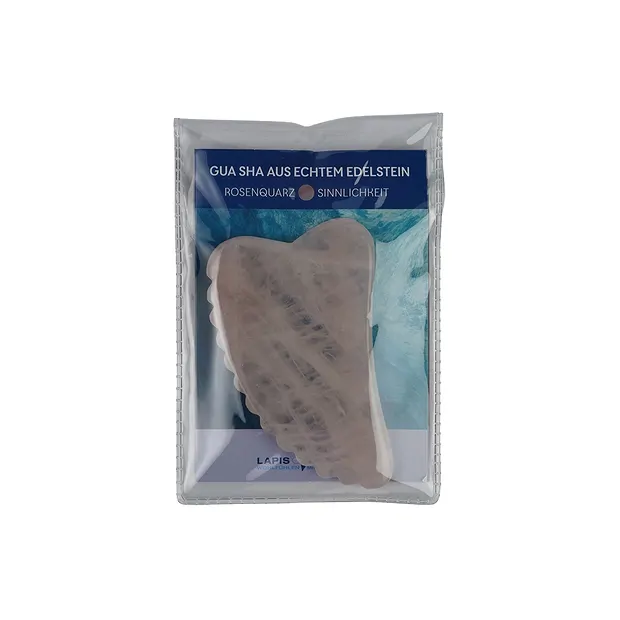 Gua Sha Rose Quartz with teeth | wholesaler gems, healing stones & jewelry