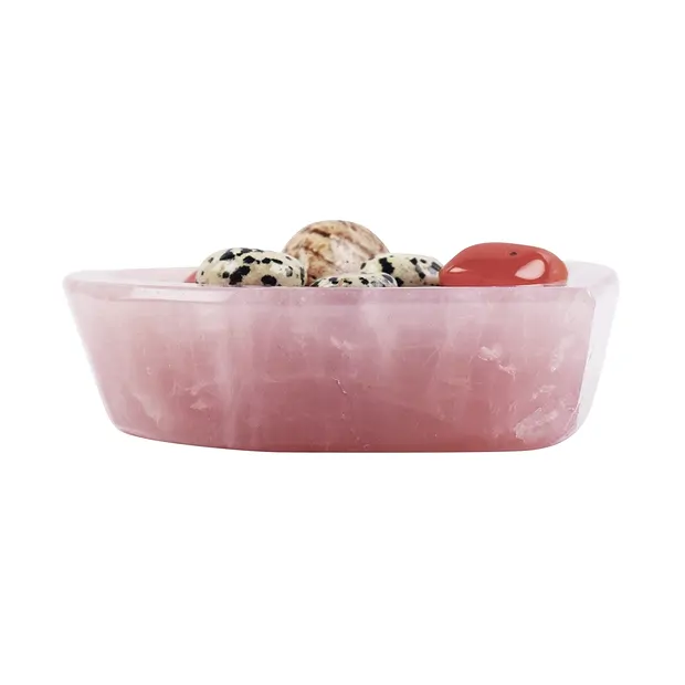 Rose Quartz heart bowl, 10.5 cm | wholesaler gems, healing stones & jewelry