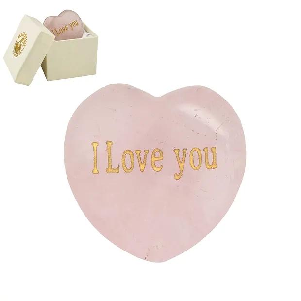Heart with engraving "I love you" in gift box | wholesaler gems & healing stones