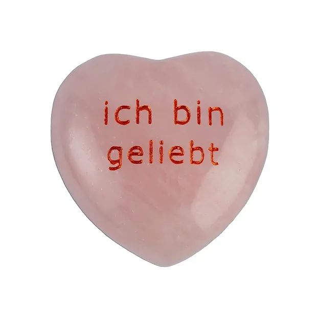 Herz mit Gravur "ich bin geliebt" | Großhändler Edelsteine, Heilsteine & Schmuck