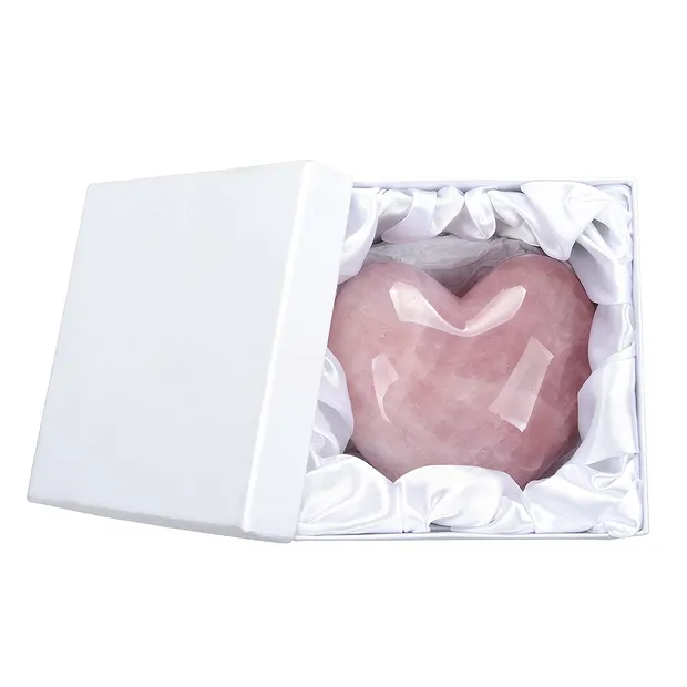 Corazón abombado, Cuarzo rosa, 08cm, caja regalo | Marco Schreier
