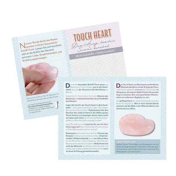 Touch Heart Rose Quartz with insert in pouch | wholesaler gems & healing stones