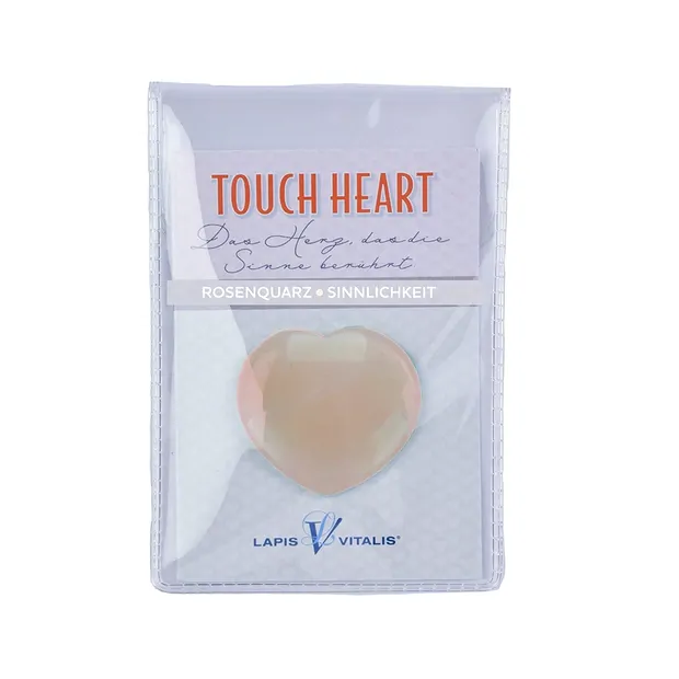 Touch Heart Rose Quartz with insert in pouch | wholesaler gems & healing stones