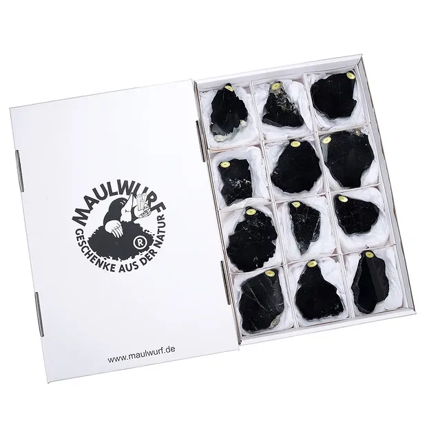 One side polished pieces / Slabs Tourmaline (black), 6 - 9cm (12 pcs./ PU) | Marco Schreier