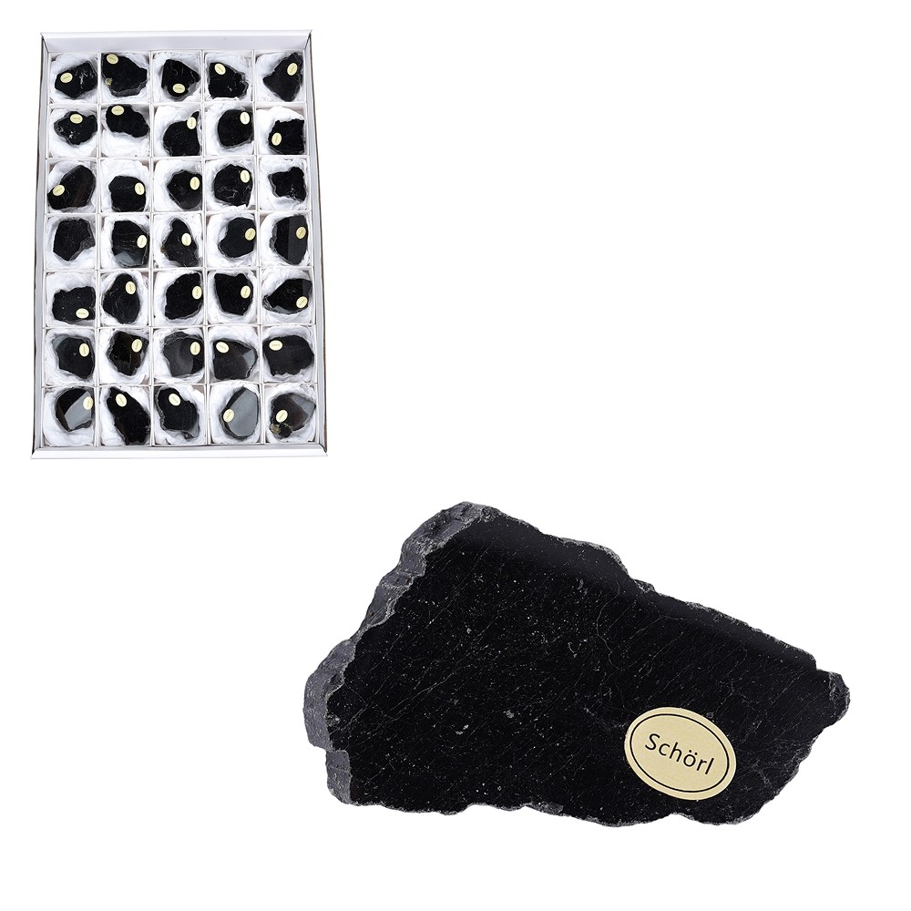 One side polished pieces / Slabs Tourmaline (black), 4cm (35 pcs./ PU) | Marco Schreier