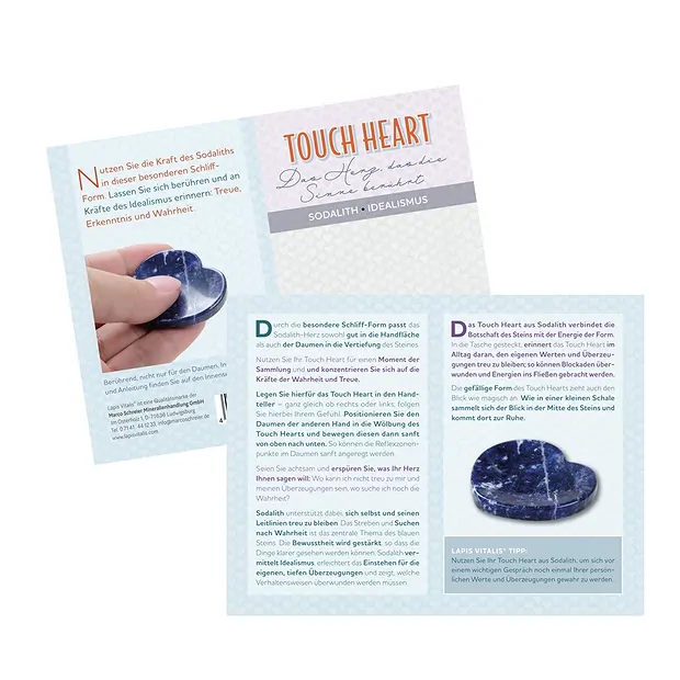 Touch Heart Sodalith mit Beileger in Pouch | GH Edelsteine, Heilsteine & Schmuck