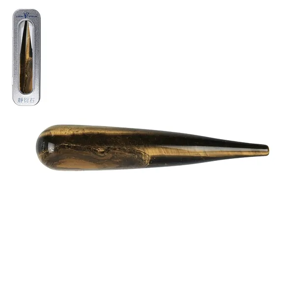 Massage stylus Tiger's Eye thick, in gift box | wholesaler gems & healing stones