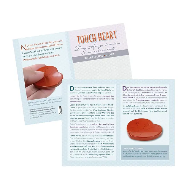 Touch Heart Jasper (red) with insert in pouch | wholesaler gems & healing stones