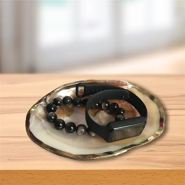 Muschelschale Perlmutt (weiß), 12 x 10cm, Goldrand | Marco Schreier